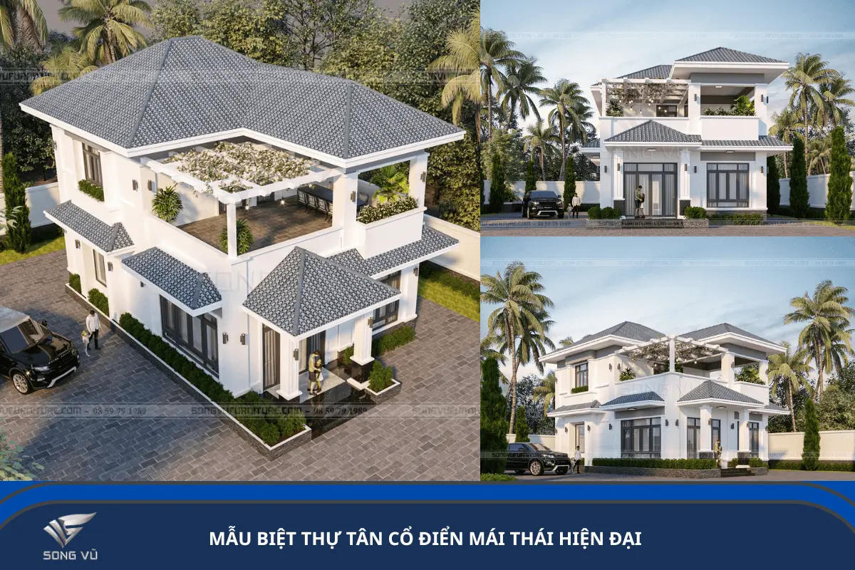 Biệt thự tân cổ điển mái Thái hiện đại