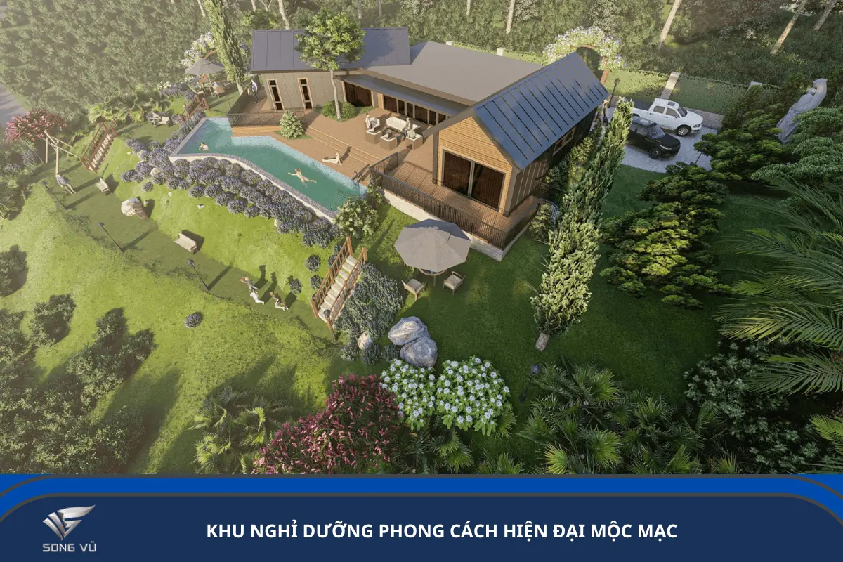 Mẫu khu nghỉ dưỡng hiện đại mộc mạc hòa quyện thiên nhiên